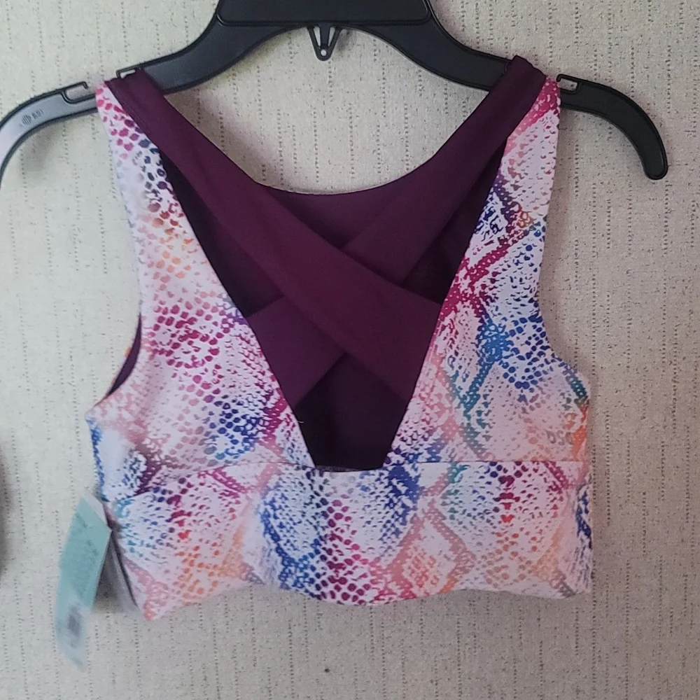 DSG DICKS SPORTING GOODS GIRLS HIGH NECK SPORTS BRA:RAINBOW SNAKESKIN: NWT: SZ L